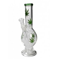 Glass Bong Ice with Hemp Leaves